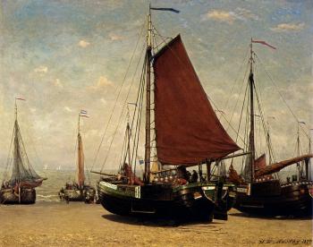 亨德裡尅 威廉 梅斯達赫 The Bomschuit Prinses Sophie On The Beach Scheveningen 亨德裡尅 威廉 梅斯達赫 The Bomschuit Prinses Sophie On The Beach Scheveningen